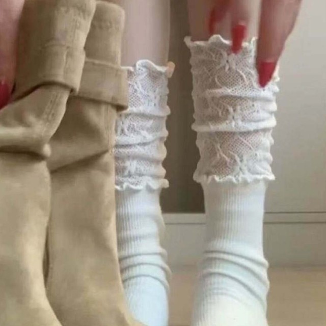 搭配短靴的袜子蕾丝花边拼接堆堆袜靴袜长筒小腿推推袜靴子袜腿套,女士内衣/男士内衣/家居服,中筒袜,淘宝优惠券,粉丝福利购,淘宝优惠卷