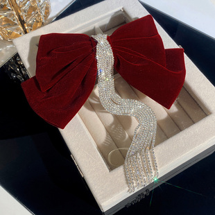 夸张大蝴蝶结流苏敬酒服头饰发夹女后脑勺高级感弹簧夹子汉服顶夹