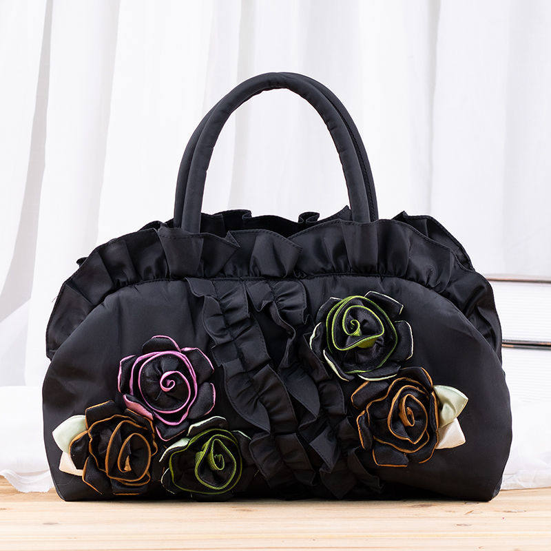 2025新款小众文艺复古布艺女包休闲百搭花朵手提布包大空量淑女包,箱包皮具/热销女包/男包,通用款女包,淘宝优惠券,粉丝福利购,淘宝优惠卷