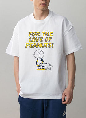 数码直喷 史努比PEANUTS印花夏季情侣装纯棉短袖T恤男女卡通动漫