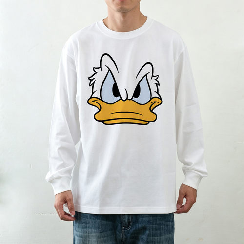 数码直喷 阔版~250g唐老鸭头像宽松打底衫长袖T恤男女Donald Duck