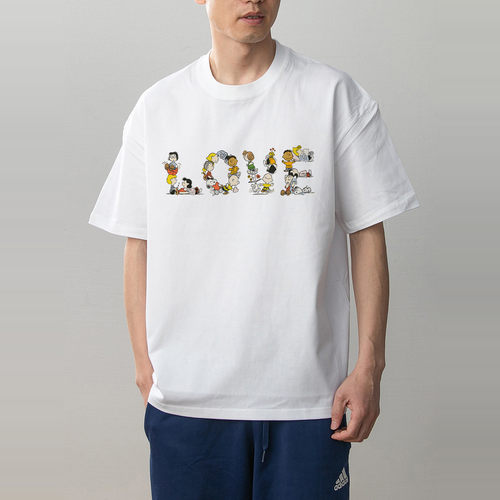 数码直喷peanuts史努比love peace印花情侣装短袖T恤男女学生体恤