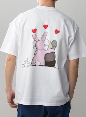 数码直喷透气 KAWS爱心印花夏季新款情侣装全棉短袖T恤男女Warhol