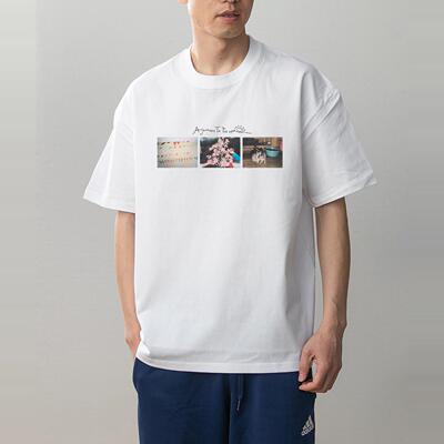 数码直喷马格南照片PEACE FOR ALL印花夏季情侣装纯棉短袖T恤男女