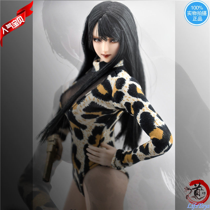 【现货】1/6 女兵人 潮流 情趣 黑丝豹纹紧身衣 连体衣 TB PH素体