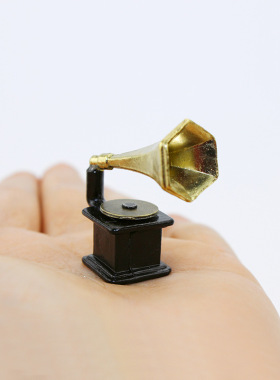 合金复古怀旧娃娃屋仿真留声机