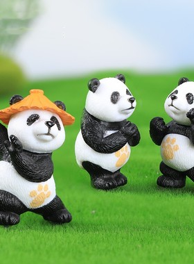 塑料卡通桌面微景观功夫熊猫