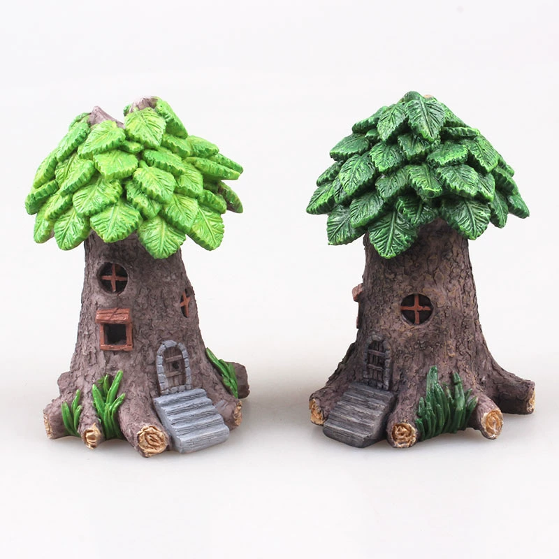 微景观造景树脂DIY小摆件树屋布景鱼缸绿树心理沙盘沙具大绿树