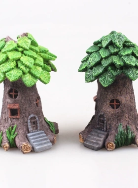 微景观造景树脂DIY小摆件树屋布景鱼缸绿树心理沙盘沙具大绿树