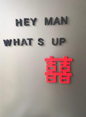 抖音ins北欧装饰EVA字母磁铁磁贴大写黑色英文字母小写数字冰箱贴