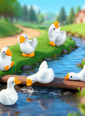 微景观创意可爱小胖鹅公仔 diy装饰品配件桌面车载迷你树脂小摆件