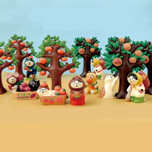 日式 板栗柿子系列拍摄道具潮玩树脂礼物INS猫咪摆件 zakka丰收季