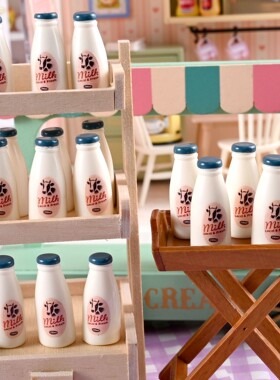 娃娃屋仿真牛奶瓶milk Dollhouse娃娃屋迷你微缩食玩模型拍摄道具