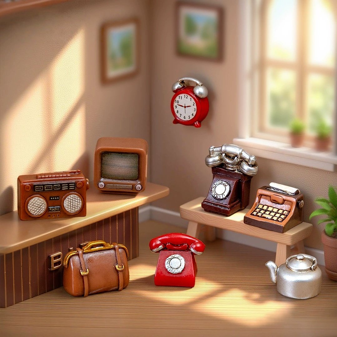 微景观复古电话闹钟皮包打印机收音机电视机水壶diy娃屋配件迷你,家居饰品,装饰摆件,淘宝优惠券,粉丝福利购,淘宝优惠卷