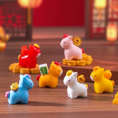 新年马年吉祥小马公仔萌粒元宝 diy装饰品配件迷你车载桌面小摆件