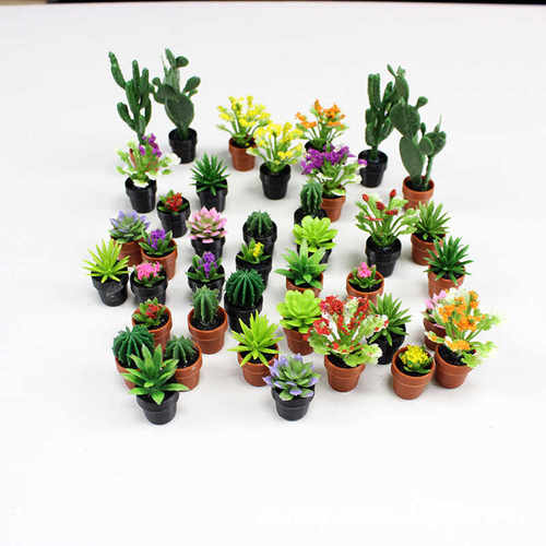 微缩模型盆栽仙人掌迷你植物模型diy沙盘摆件娃屋花盆diy娃屋装饰