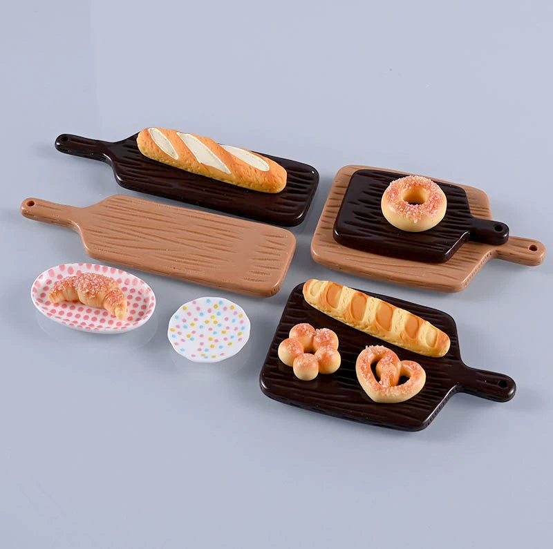 娃娃屋迷你面包托盘微缩食玩模型原木色仿木托盘DIY手工作小道具