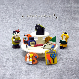 日式Zakka狐狸书店系列猫咪书架不倒翁文具画架摆件微缩拍摄场景