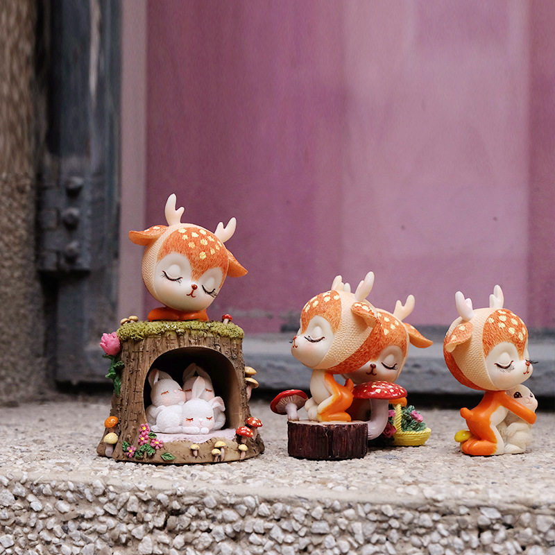 梦幻小鹿汽车摆件车内饰品车饰鹿一路平安家居装饰森系梦鹿小摆件