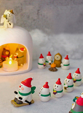 decole滑雪滑冰雪人狂欢聚会摆件