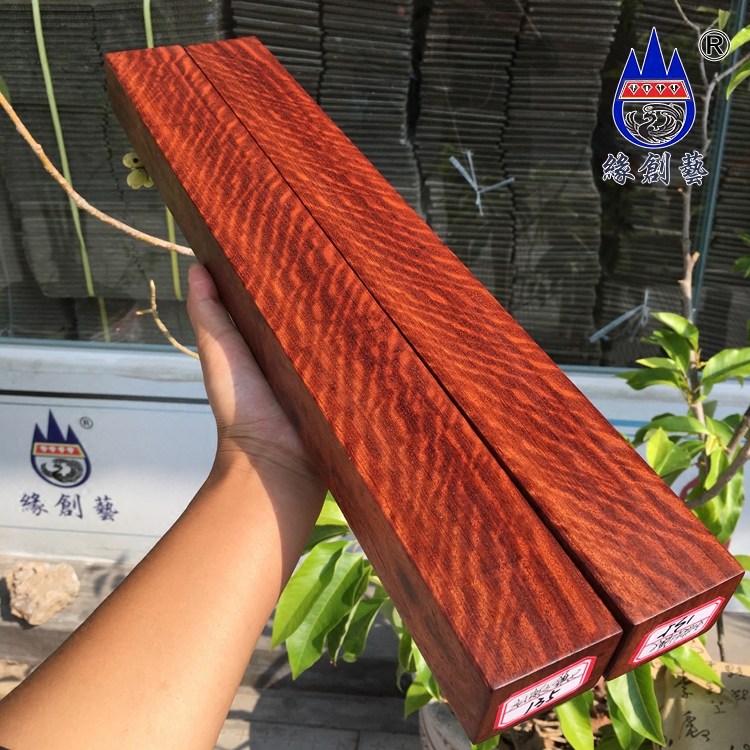 红木镇尺佛珠手串雕刻原料缅甸花梨满水波纹虎皮纹46厘米大镇纸