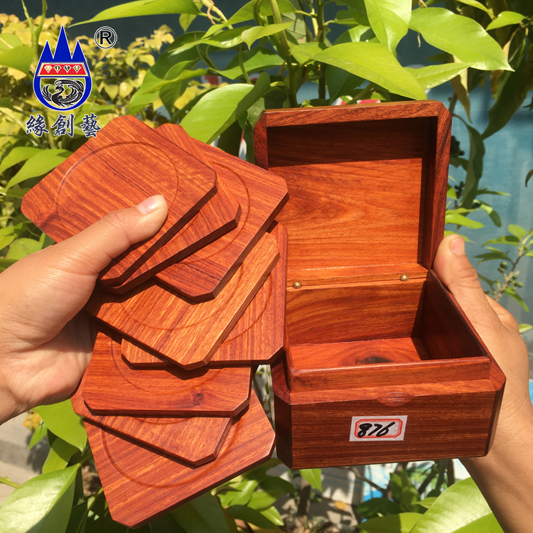 木雕红木杯垫实木质纯手工制作