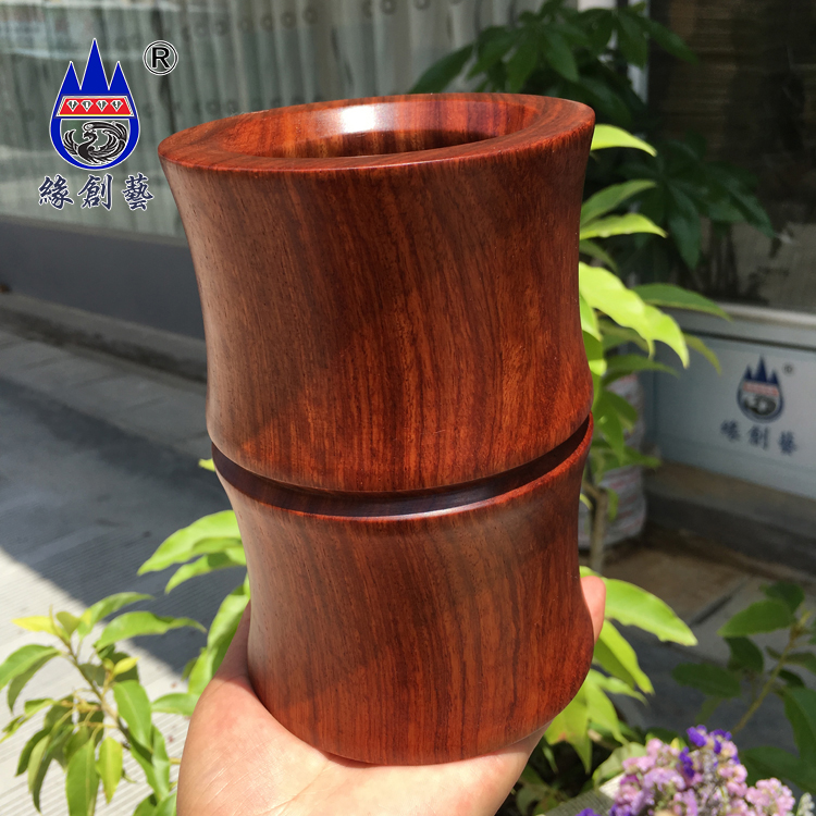 天然原木笔筒缅甸花梨木圆形笔插