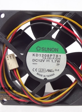 建准 SUNON 8025 12V 1.7W 8厘米 CPU 机箱 电源风扇 KD1208PTB1