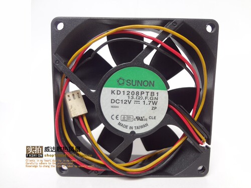 建准 SUNON 8025 12V 1.7W 8厘米 CPU 机箱 电源风扇 KD1208PTB1