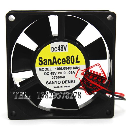 Sanyo三洋8025 DC48V 0.09A直流散热风扇109L0848H481 80*80*25mm
