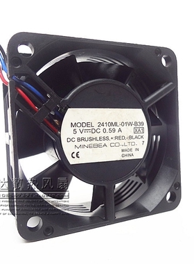 NMB 2410ML-01W-B39 6025 5V 0.59A 6厘米 3线 大风量 变频器风扇