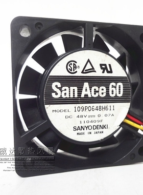 三洋 109P0648H611 6020 0.07A 48V 6厘米6cm 变频器机箱散热风扇