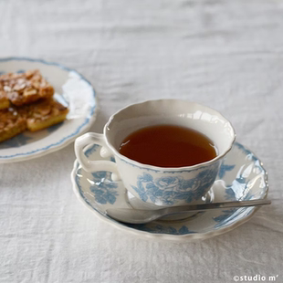 【现货】日本制正品Studio M' 欧式玫瑰蒲公英陶瓷咖啡杯碟喝茶杯