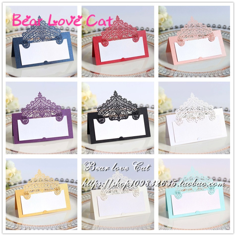 20张结婚嘉宾席位牌 镂空个性婚礼台卡宴会会议高档皇冠名字桌牌
