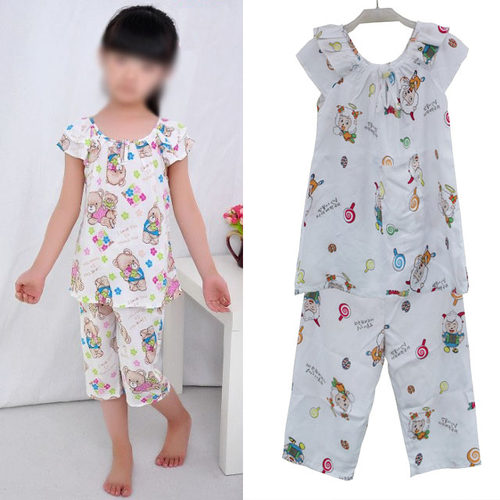 人造棉短袖短裤居家服睡衣套装