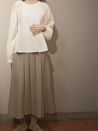 mondaydream  .咸摩卡 TR西装料 高腰百褶裙 长裙