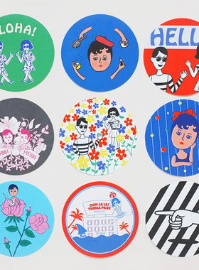 SAN 韩版怪蜀黍怪叔叔插画装饰贴纸50张 日记手账封口贴装饰