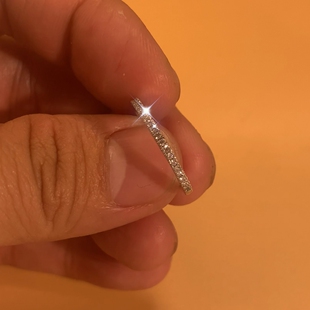 纯银925镀18K小众简约尾配戒情侣女爆款 戒指环微镶半满钻锆石单排