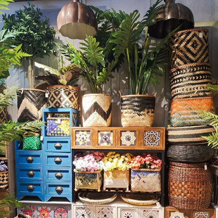 越南竹编编织筐藤编编织花篮草编花盆海草收纳花器收纳筐篮子花篮