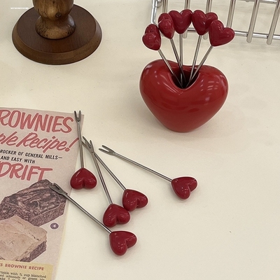 高颜值不锈钢水果叉家用轻奢儿童安全小叉子套装甜品水果签高级感