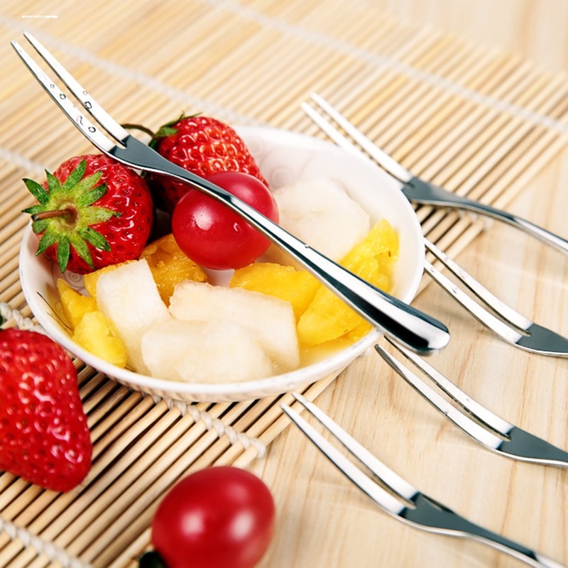 304不锈钢水果叉套装甜品蛋糕小签子迷你家用儿童插轻奢餐具