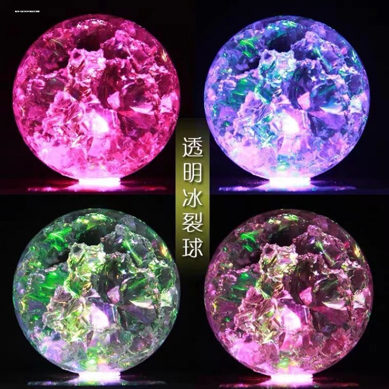 假山流水透明玻璃水晶球摆件风车轮配件喷泉盆景气泡冰裂转球图片