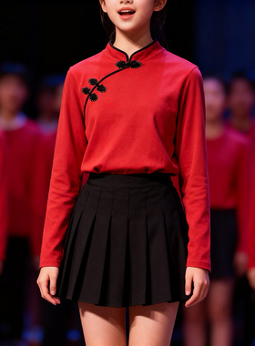 中小学生大合唱团演出服爱国诗歌朗诵演讲比赛元旦合唱朗诵中国红