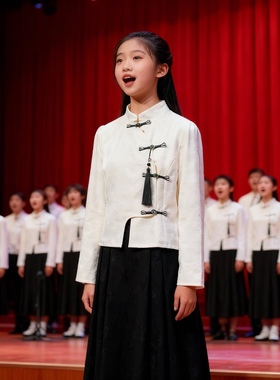 朗诵合唱演出服女童演讲比赛初高中学生学院风主持礼服合唱团口才