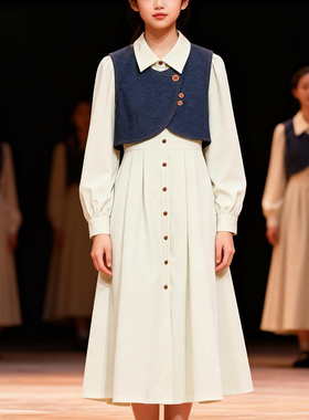 春秋穿搭一整套超火减龄穿搭一整套轻奢高级感长袖连衣裙子套装女