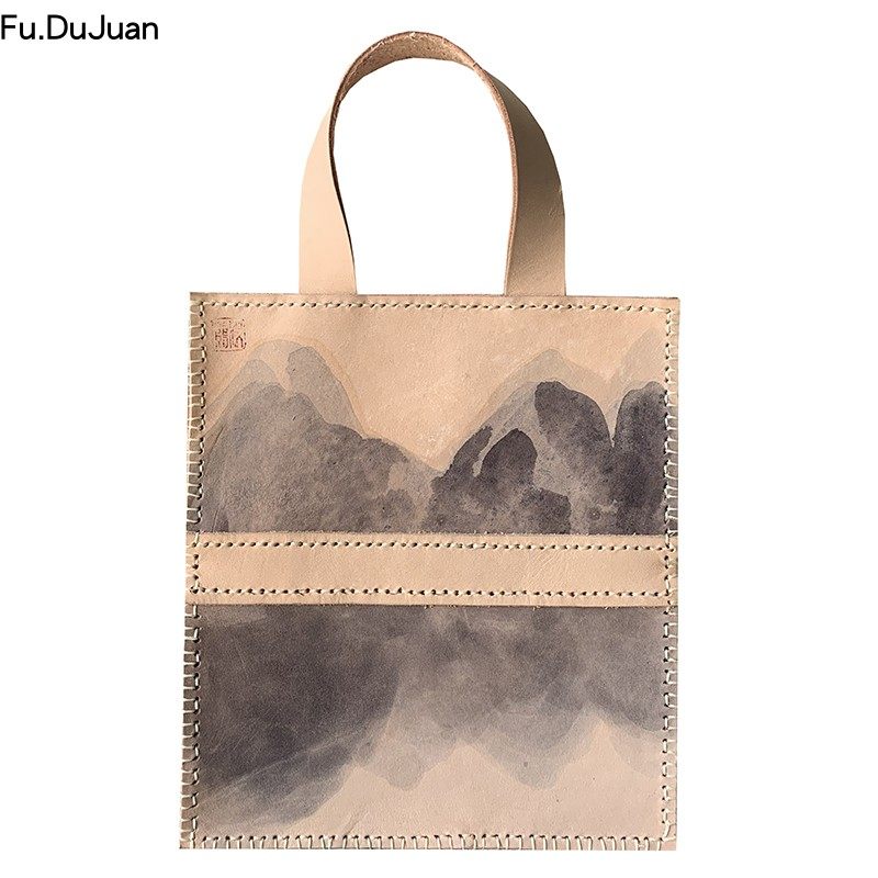 特价孤品！设计师 中国原创 水墨灰山水 手工拼接包斜挎手提包 新