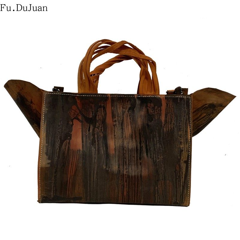 【枯/Withered】中国设计师 Fu.DuJuan 手提包原创斜跨包 牛皮 橙