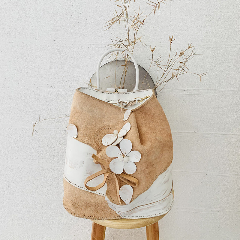 Fu.DuJuan【归朴】 展示款 禅意女包 手提 双肩包 白梅 牛皮 手工