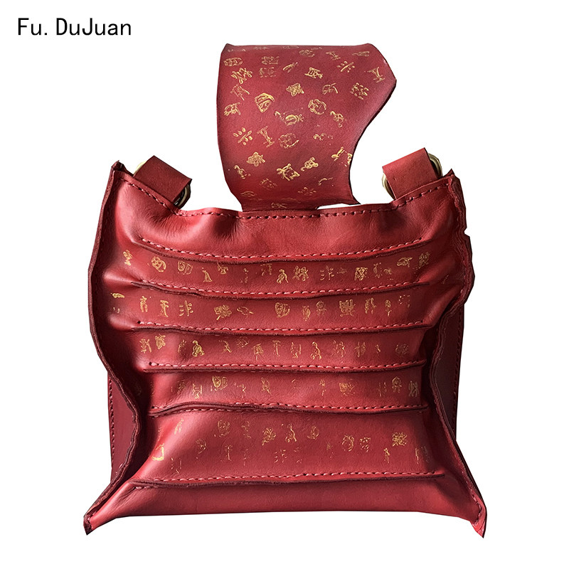 【甲骨文】复古拼接个性 Fu.DuJuan 大红 手腕包 斜挎包 原创牛皮