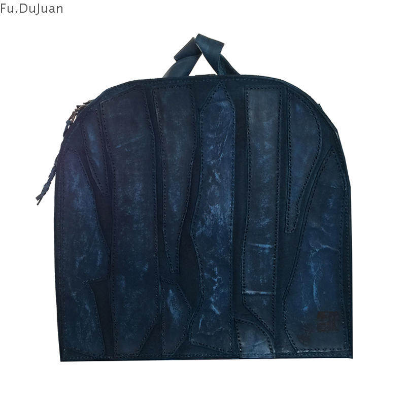 独立小众设计师原创 结构立体 男女手提 双肩包 手工牛皮 深蓝